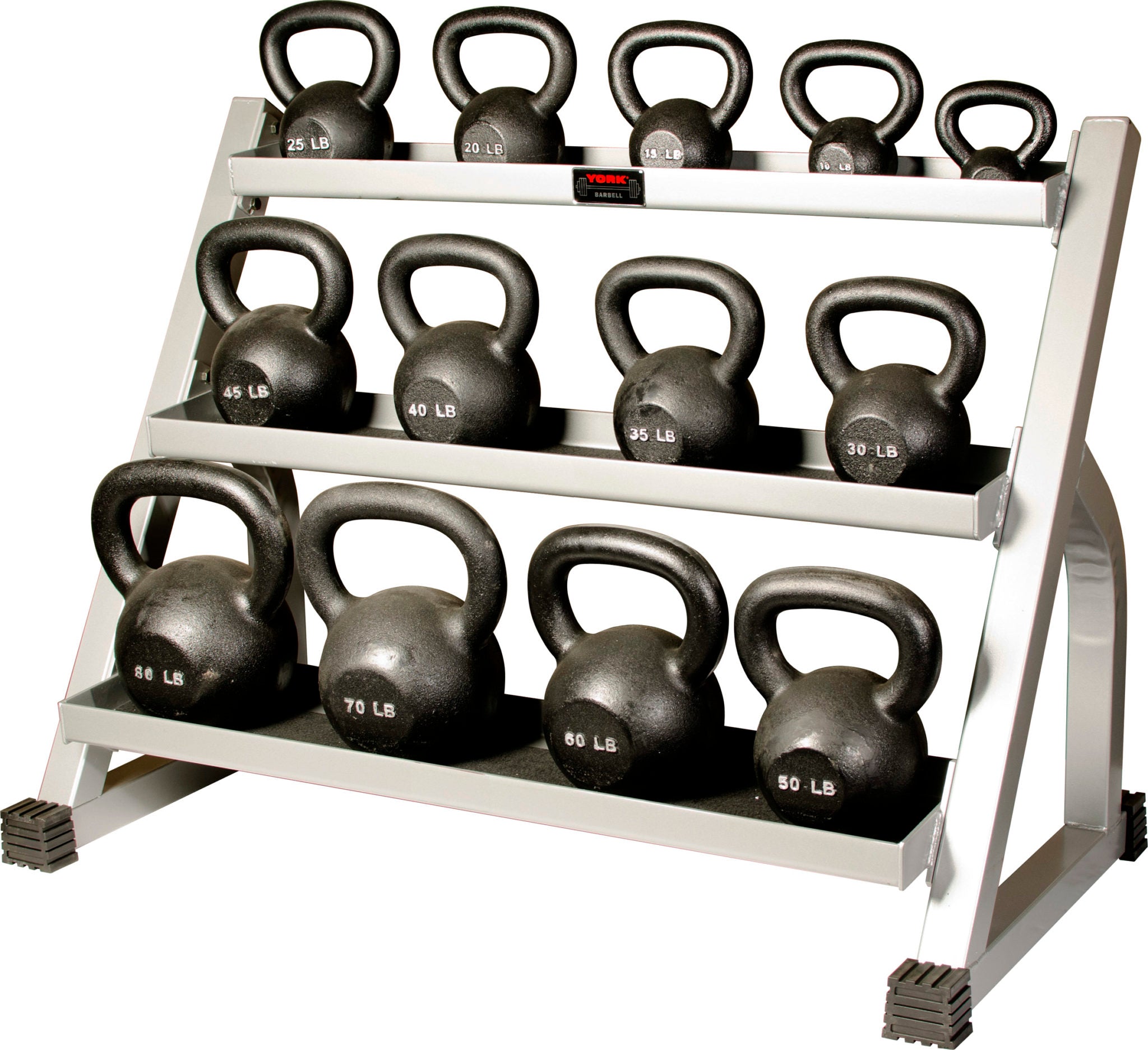 York Barbell Kettlebell Rack With 5-80lb Kettlebell Set