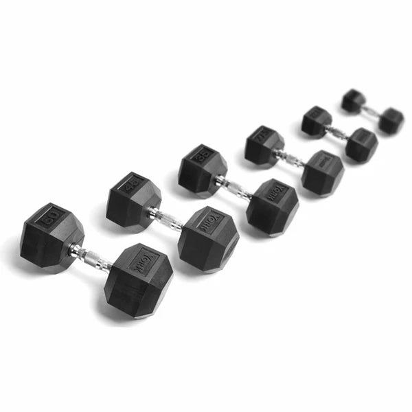 “New” York Rubber Hex 5-50lb Dumbbell Set